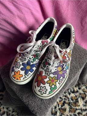 Vans Sparkly Multicoloured Flower Design Low Top Shoes